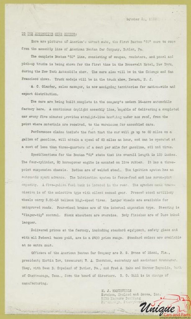 1937 American Bantam Brochure Page 19